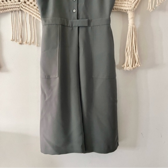 Banana Republic Gray Crepe Button Front Sleeveless Shift Dress - Picture 4 of 11